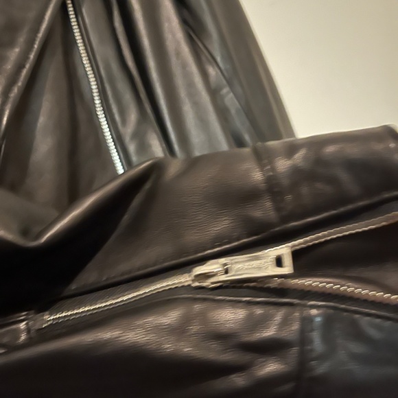 Calvin Klein Women’s XS Black Leather Zip Moto Jacket - Picture 5 of 9